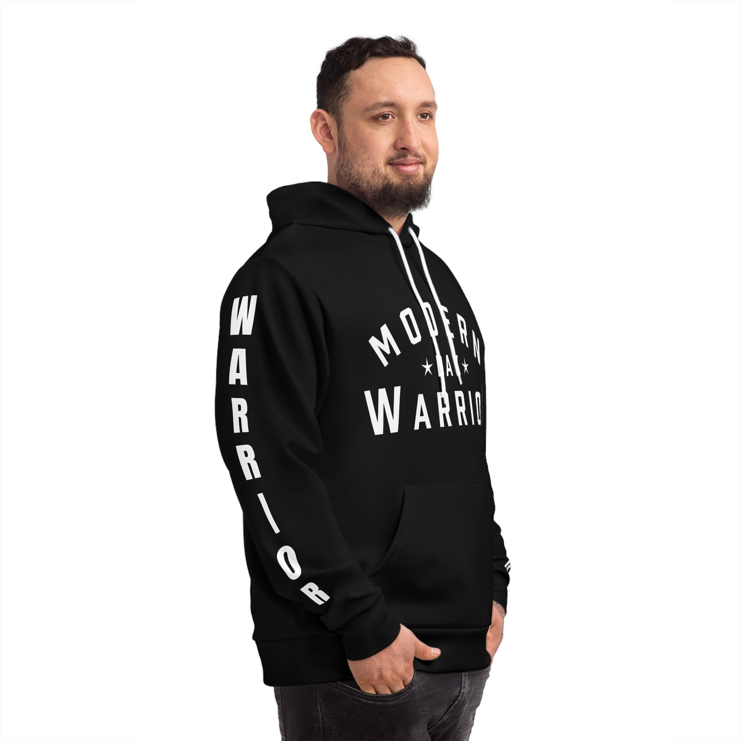 UNISEX BLACK HOODIE - WARRIOR SLEEVES