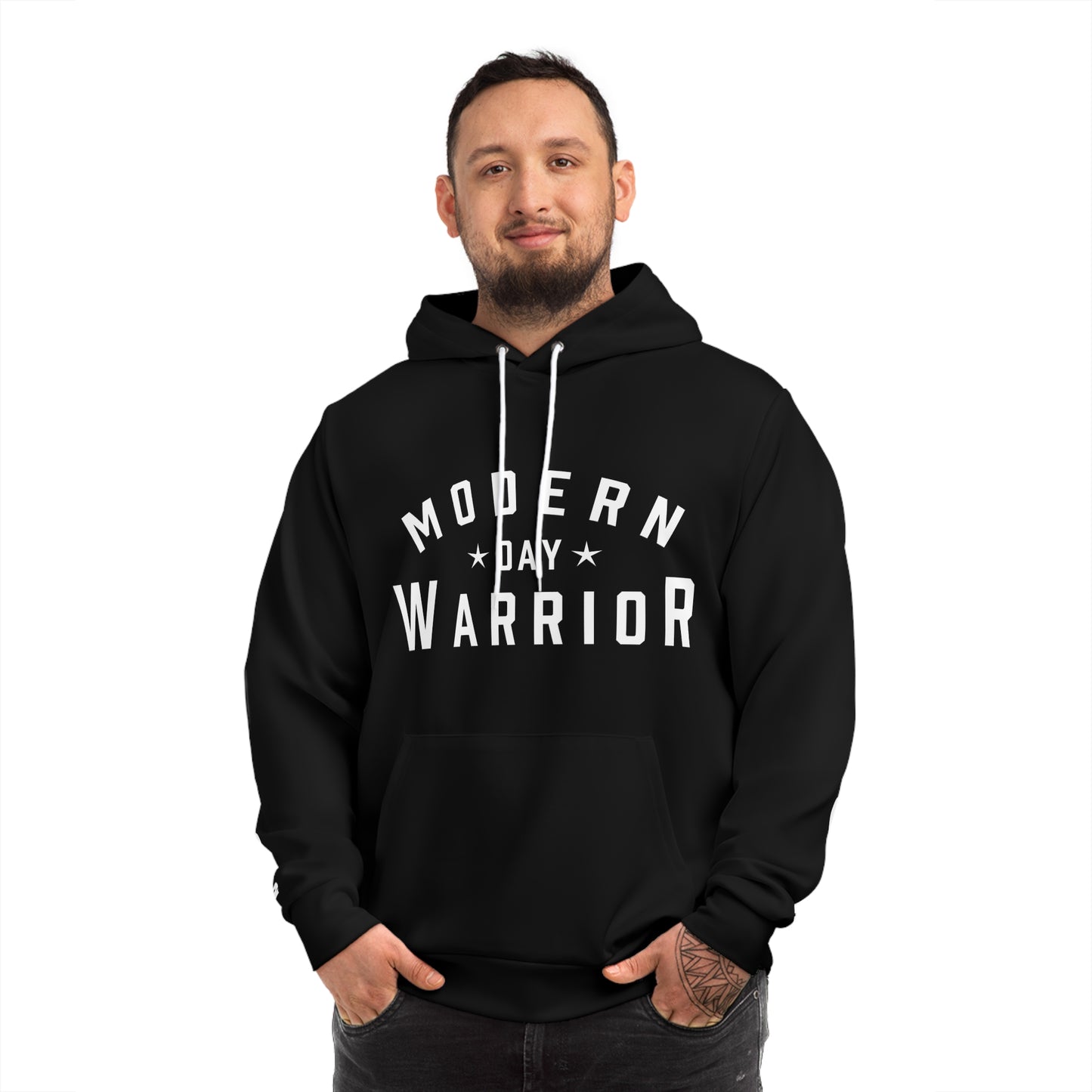 UNISEX BLACK HOODIE - WARRIOR SLEEVES